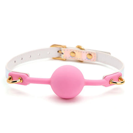 2 Colors Sex Toys For Couples Adult Game Colorful Soft Silicone Ball Gag Oral Fixation PU Leather Conquer Toys Bondage Mouth Gag