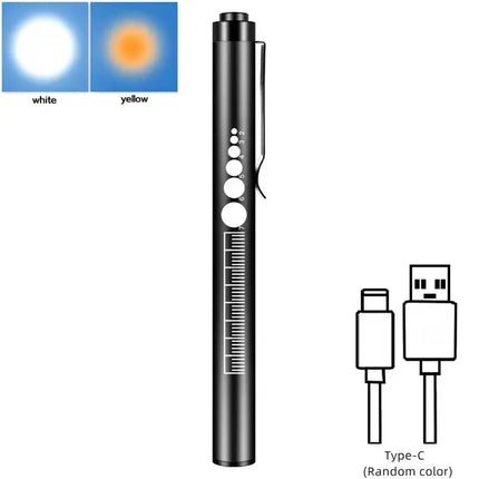 USB Rechargeable Stainless Steel Pen Light, Mini Medical LED Flashlight for Pupil Oral Check, Portable Handy Torch Lamp