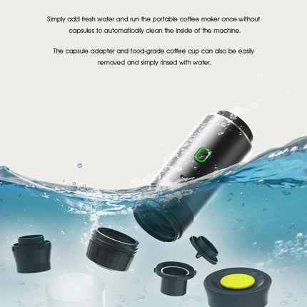 Wireless Electric Portable Espresso Coffee Machine for Car & Home Camping Coffee Maker 3-in-1 Capsule Powder Travel Coffee Maker