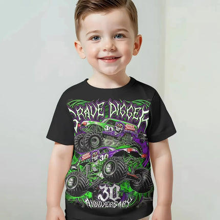 3D Print Cartoon Truck Monster Jam Baby Clothing 5 to 14 Years Male Outdoor Clothes for Children Boy Girl Child T-Shirt Top