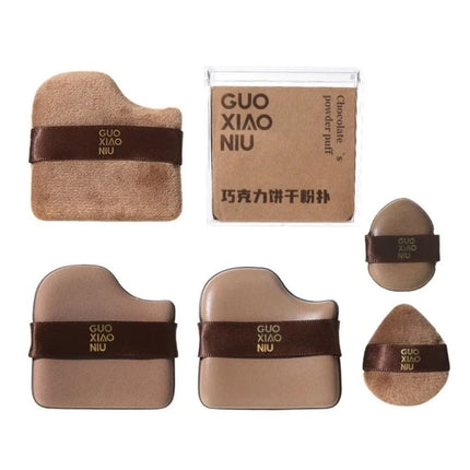 6pcs Mini Makeup Blender Puffs Quick Blending Chocolate Color Makeup Sponge Dry Wet Use Double Sided Cosmetic Tool Daily Makeup