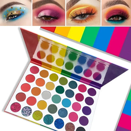 35-Color Rainbow Eyeshadow Palette, Matte, Shimmer Finishes, High, Blendable Long-Lasting Eye Makeup, Vibrant Shades for Parties