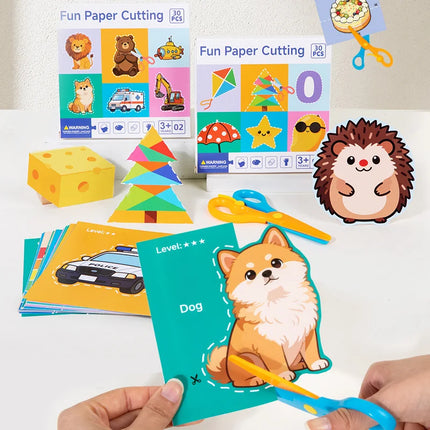 Handmade Paper Cut Set Kids Craft Toys DIY Colorful Paper Cutting Folding Toys for Early Art Development Fine Motor Skills