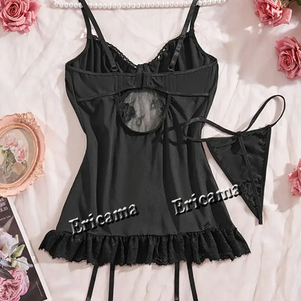 Fancy Lace Sexy Lingerie Set Women's Sexy Underwear g-String garter Hot Skirt Ensemble Outfits Erotic Bra set Erotic Underwear