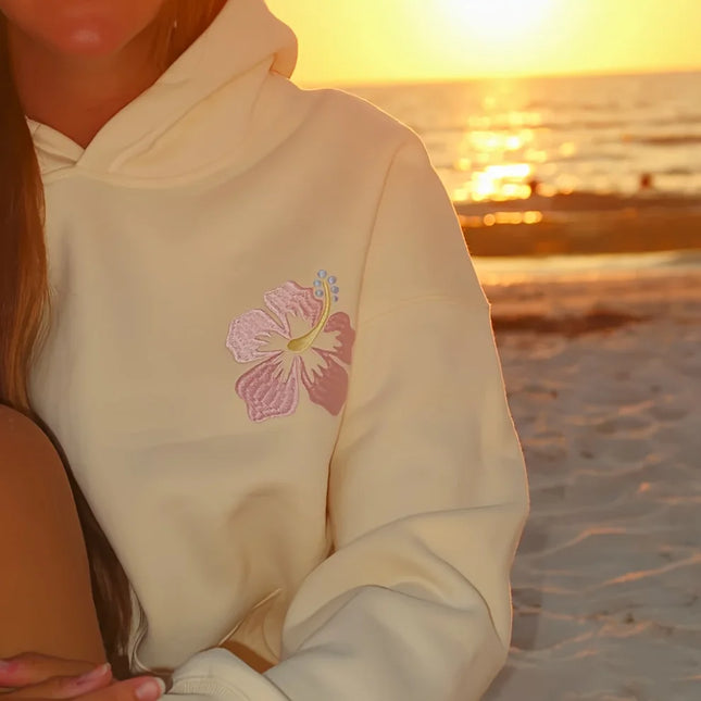 Fall/Winter Style Pink Women's Hooded Sweatshirt With Endless Summer Pattern Print Breathable And Loose Fit Hooded Sweatshirt