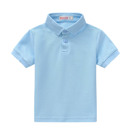 Summer boys and girls solid color short sleeved T-shirt top, children's fashion lapel short sleeved polo shirt, formal student o