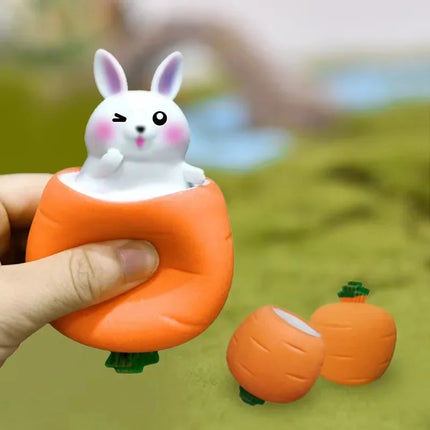 New Squeezing Carrot Rabbit Cup Toys Kids Stress Reliefing Pinch Toy Fidget Decompression Sensory Toy for Child Adult Baby Gift