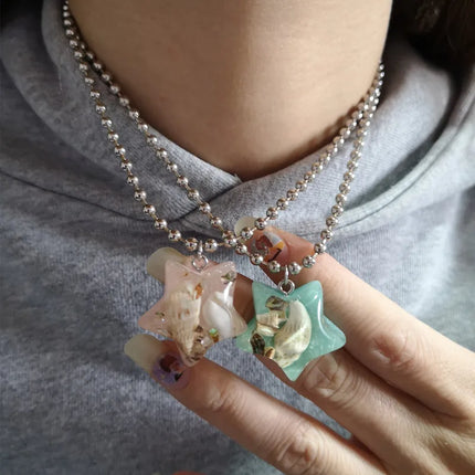 Korean Exquisite Retro Flower Love Heart Beaded Necklace For Women Personality Simple Cool Clavicle Chain Fashion Y2K Jewelry
