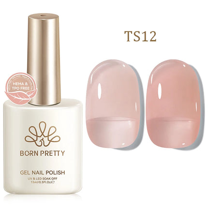 BORN PRETTY 15ml Jelly Gel Polish Milky White Nude Glitter Soak Off LED UV Gel Semi Permanent Nail Art Manicure Gel Varnish