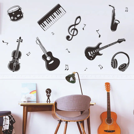 Guitar Piano Music Music Classroom Bedroom Bedside Porch Home Wall Decoration Wall Stickers Wall Sticker Bedroom