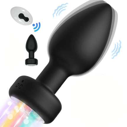 Remote Control Rotation Rose Butt Plug for Men Women Wiggle Anal Vibrator Gay Anal Plug LED Adult Sex Toys for Couples Supplies
