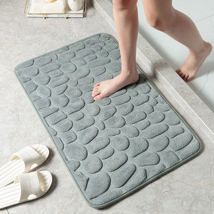 Tapis de bain antidérapant effet pavé Absorption d'eau Lavable Tapis de sol de baignoire Paillasson de douche Décoration de salle de bain