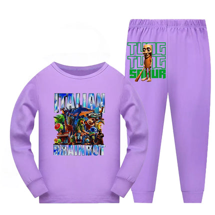 Italian Brainrot Bootleg Retro Meme Shark Tralalero Tralala Pajamas for Girls Clothes Baby Girl Clothes Outdoor Clothing Sets
