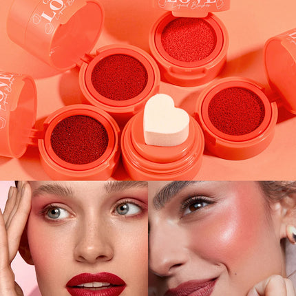 Heart Shaped Blush Stick with Sponge Head Stamp Design Waterproof and Sweat Proof to Modify Cheeks to Be Naturally Rosy