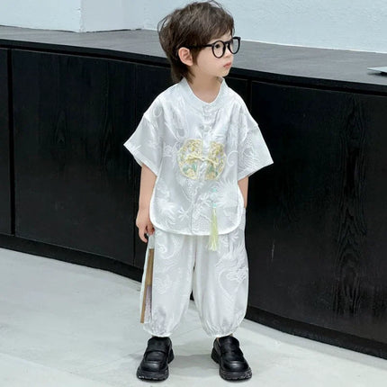 Summer Short Sleeve Two-piece Set Kids Clothes Casual Boy Outfit Baby Tang Style Fashion Children's Sets Hanfu Suit Boys Costume
