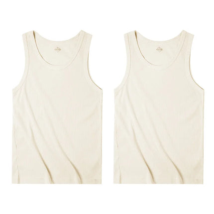 Maden Casual Men's Sleeveless Tank Tops Heavyweight Solid Color Ribbed Vest for Summer Slim Fit Sports Fitness Training T-shirt