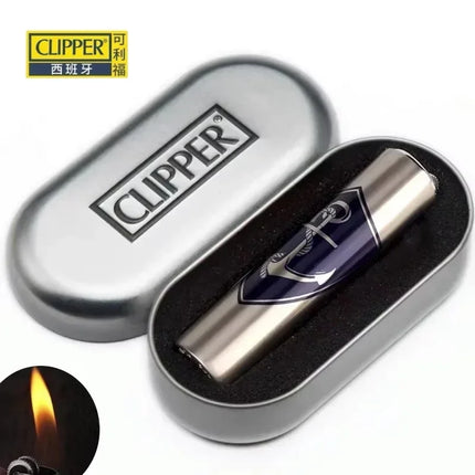 Clipper Portable Grinding Wheel Flint Inflatable Lighter Metal Smokeless Butane Gas Smoking Ignition Tool Accessories Box