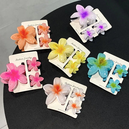 3pcs/set Flower Claw Clip Women Hawaiian Girl Hair Accessories Flower Ponytail Clip Clamp Barrettes Hairpin Summer Beach Jewelry