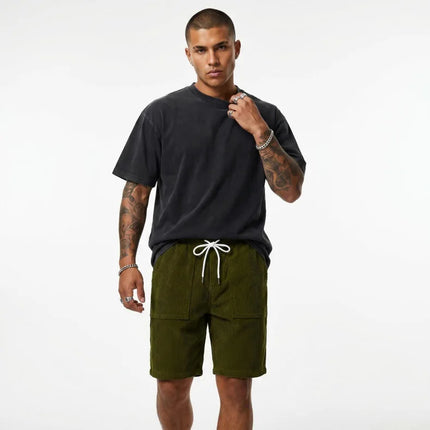 2026 New Men's Retro Corduroy Casual Shorts Men Fashion Solid Sweatpants Harajuku Corduroy Short Pants New Men Clothing Roupas