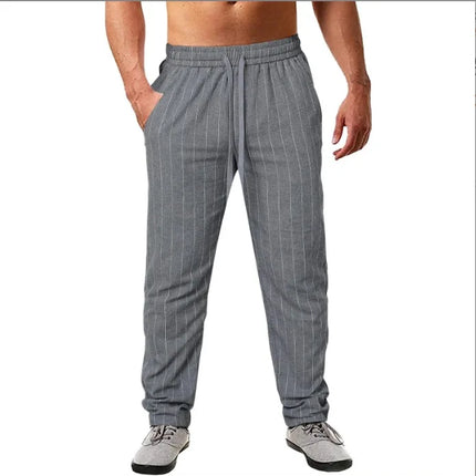 New Men's Beach Pants - Daily Versatile Outdoor Leisure Fitness Simple Cotton Hemp Texture Loose Long Pants for Spring and Summe