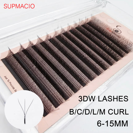 Supmacio lash extension 3d clover w eyelashes 7mm soft C/D/L curl 7-13 mix ready-made bundles cilios 3d w shape lashes 7mm