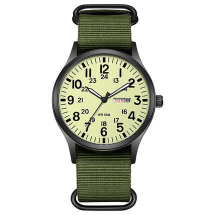 2024 TPW Field Watch Easy-Read Fabric Strap 24-Hour Display Quartz Movement