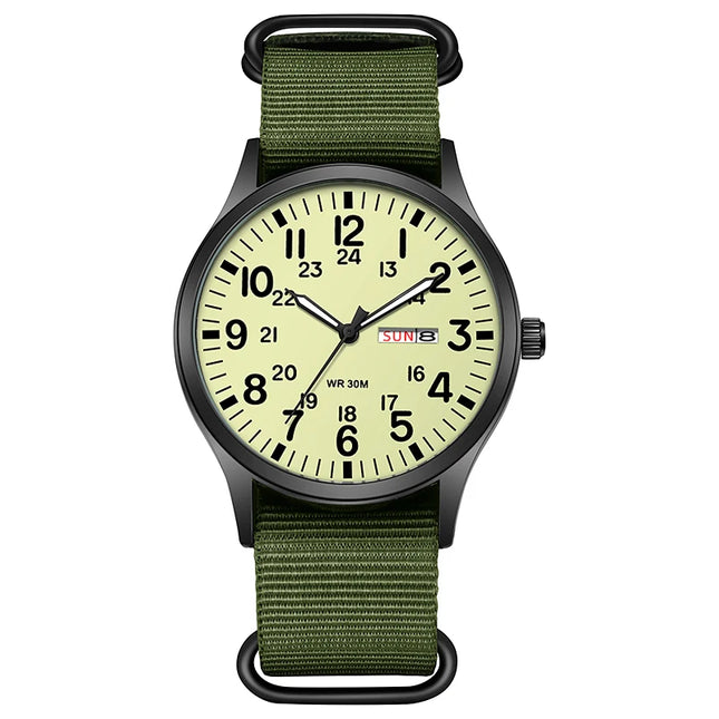 2024 TPW Field Watch Easy Reading Fabric Strap 24 Hours Display Quartz Movement