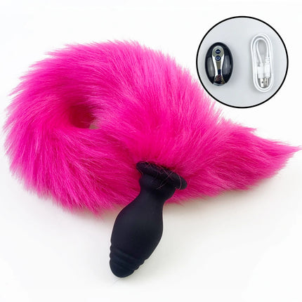 1pcs, Vibrating silicone tail anal plug, Role-playing animal games, Vibrators, Anal extension exercises, butt plug, adult pleasu