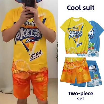 Funny Ice Tea or All Set Good Best Friend Casual Sports Cool Trendy Set Youth Summer T-shirt or Shorts Chinese Made