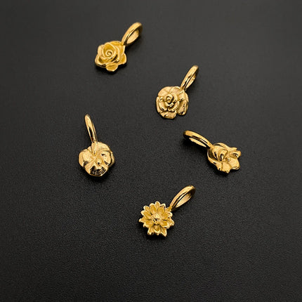 eManco Gold Color Stainless Steel Diverse Flower Charms Natural Style for DIY Jewelry  Everyday Use Factory Direct Sales