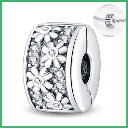 925 Sterling Silver Buckle Ring Series Charms Pendant with Cubic Zirconia, Fit DIY Bracelet Necklace Gift for Her, Sterling Silver Pendant