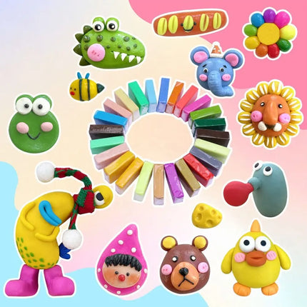 New 24/32 Colors Polymer Clay Blocks DIY with Tools Oven Bake Clay Lightweight Colorful Molding Plasticine