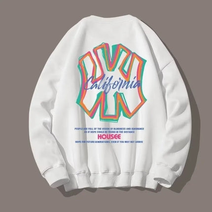 M-8XL Men Oversized Sweatshirt Fashion Loose American Street Fashion Baseball Brand Print Long Sleeve Couple Clothes