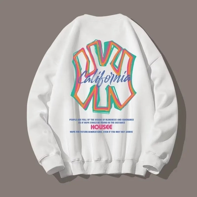 M-8XL Men Oversized Sweatshirt Fashion Loose American Street Fashion Baseball Brand Print Long Sleeve Couple Clothes
