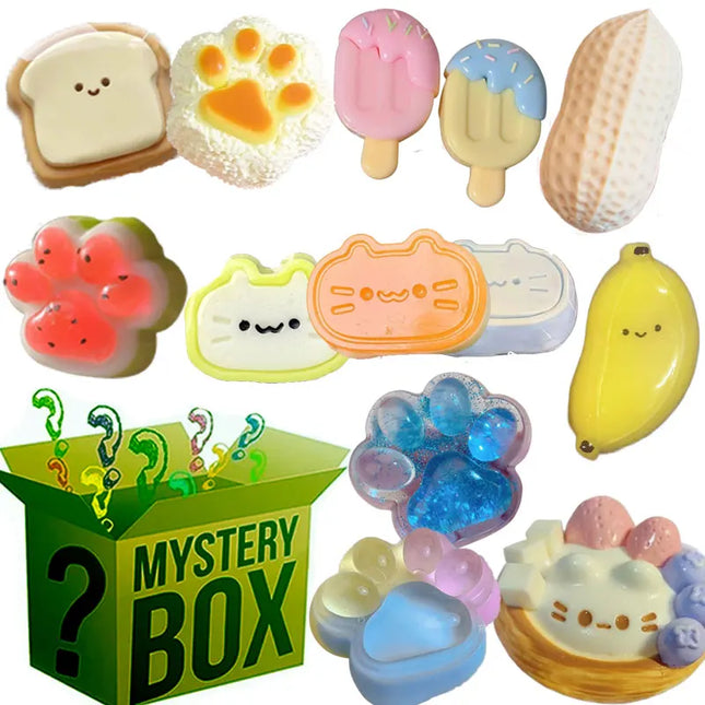 Mystery Fidget Toy Kawaii Cat's Paw, Simulated Food, Antistress Foot Squishy Toy, Squeeze Toy, Mochi Squishy, Stress Reliever Toys