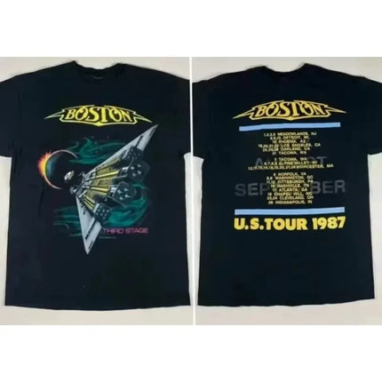 1987 Boston Rock Band Classic Retro Poster Print T-Shirt Men Women Oversized Cotton O-Neck Comfortable Summer New Tees