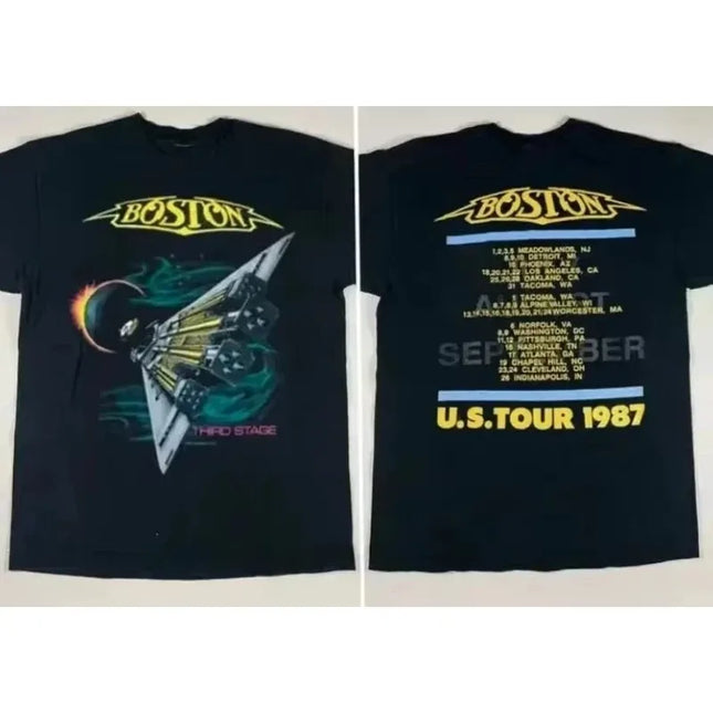 1987 Boston Rock Band Classic Retro Poster Print T-Shirt Men Women Oversized Cotton O-Neck Comfortable Summer New Tees