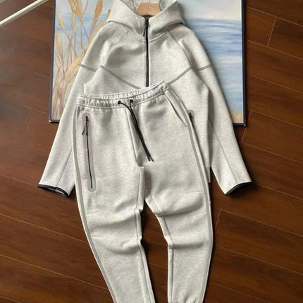 Men Knit Zip Hoodie Pants Set Sports - Windproof Cotton Casual / Ensemble Homme Hoodie Zip Pantalon - Coupe-Vent Coton