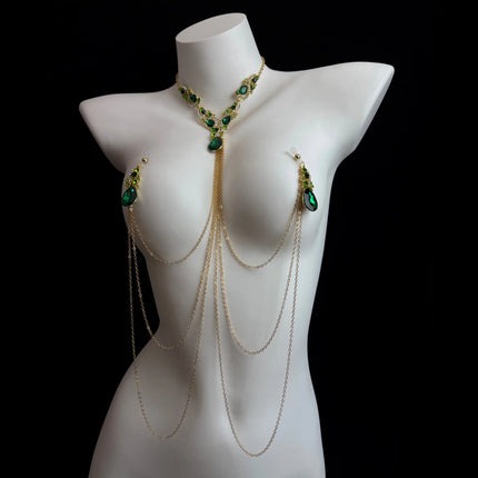 Emerald with Diamond Accents Nipple Clamps and Collar 5 Styles BDSM Nipple Stimulation Sexy Accessories for Women Adult Sex Toys