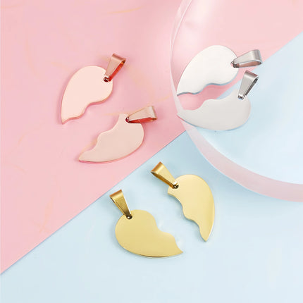 20pcs 100% Mirror Polished Stainless Steel Heart Blank Puzzle Charm Pendant Broken Heart Charm Pendants High Polished Wholesale