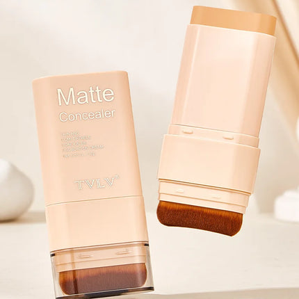 15g 2-in-1 foundation eraser double-ended concealer stick with brush head waterproof, natural makeup, long-lasting cream texture