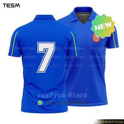 TESM Summer POLO Shirt Men Summer Sports V-neck T-shirt Street Trendy Short Sleeve 3D HD Print T-shirt