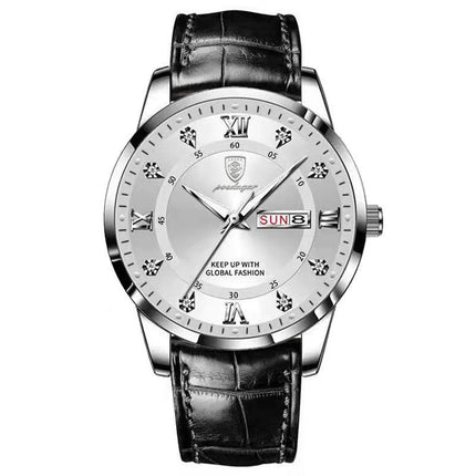 POEDAGAR Casual High Quality Men Watch Waterproof Luminous Leather Original Man Wristwatch Quartz Business Watches For Men Reloj