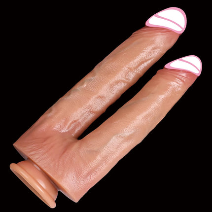 Realistic Double Dildo Silicone Double Headed Dildos with Strong Suction Cup - Ideal Adult Penis Toy for Women Gay and Couples