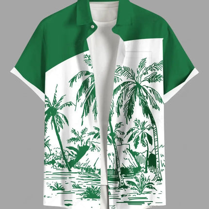 Fashion Men's Hawaiian Shirts 3D Printed Short Sleeved Button Down Lapel Shirts Oversized Tops Summer Casual Aloha Shirt For Men