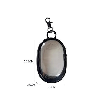 New Portable Clear Figure Display Keyring Bag Waterproof PVC Oval Hanging Blind Box Storage Bags Keychain Organizer Case
