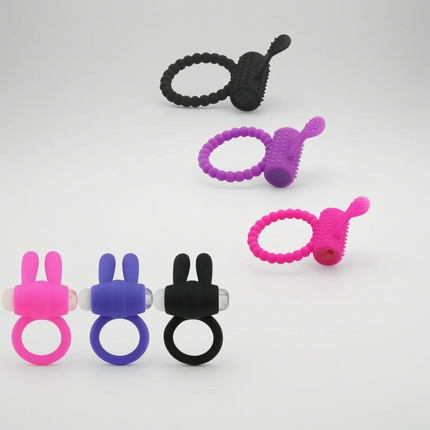 Rabbit Vibrator Ring for Couples Elastic Clitoral Stimulator Delay Ejaculation Vibrating Sex Toy Men and Women