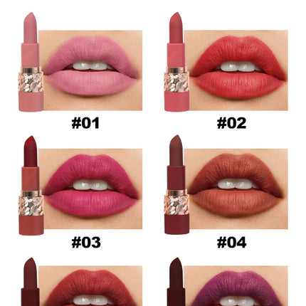 6PCS Velvet Matte Lipstick Set Highly Pigmented Long Lasting Non Drying Silky Smooth Lip Makeup Gift Box For Women