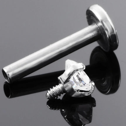 16G 14G Zircon Labret Piercings Lip Stud Rings Stainless Steel Ear Tragus Cartilage Helix Piercing Conch Rook Lobe Stud Earrings