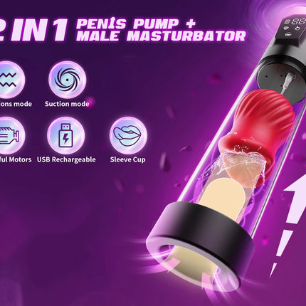 Male Masturbator Penis Pump Enlarger Transparent Visual Male Sex Toys for Men APP Control Vibrating Vacuum Suction Glans Trainer